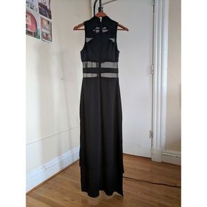 Nasty Gal long black dress with sheer cut-outs